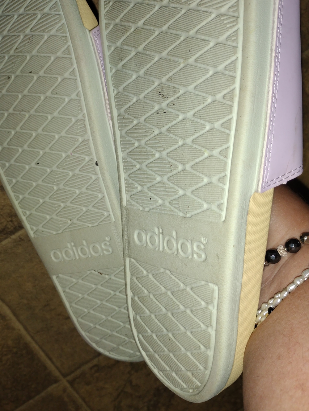 adidas Lavender and Cream Adilette Slide Sandals - Picture 2 of 2
